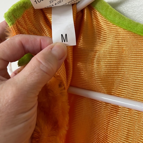 Pumpkin toddler costume/Med/18 mo old wore 2h/Hat/velcro/elastic/plush/non smo - Picture 8 of 15